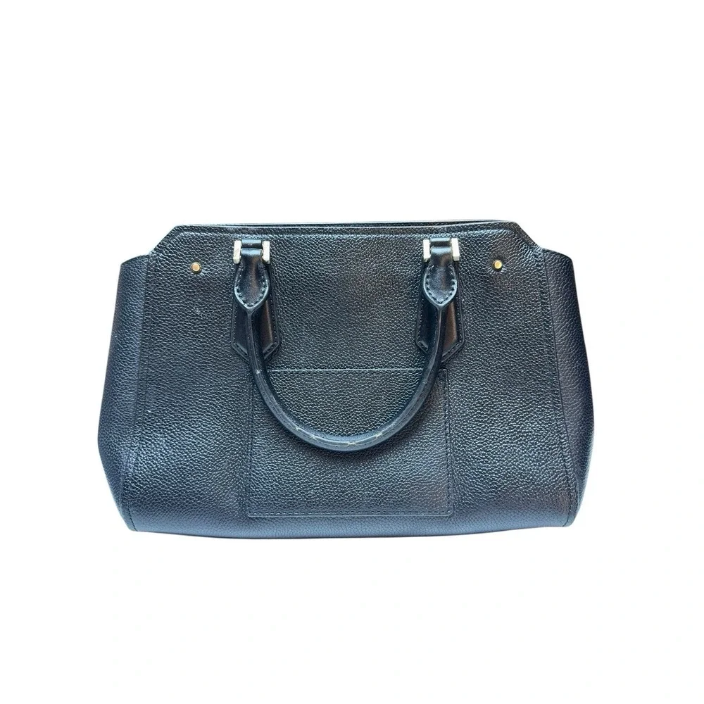 Michael Kors Black Pebbled‎ Leather Studded Satchel Gold Hardware Moto Medium